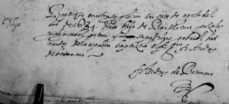 1634 Baptism of Diego Gonzalez de Esquivel